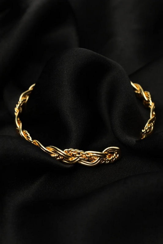 Picture of Zehnaz - Gold Braided Twist Cuff Bracelet - Available at Raja Sahib