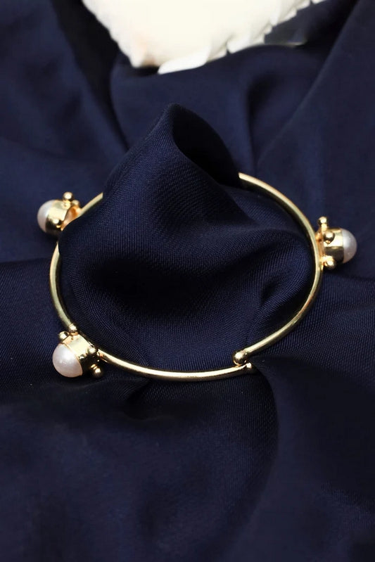 Picture of Zehnaz - Gold-Tone Open Cuff Pearl Bracelet Chic & Minimalist - Available at Raja Sahib