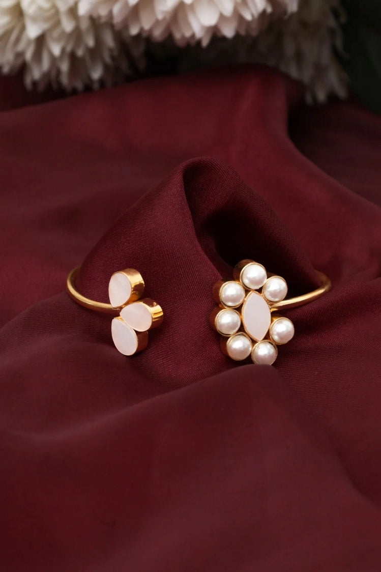 Picture of Zehnaz - Gold-Tone Pearl & Stone Bangles Statement Bracelet - Available at Raja Sahib
