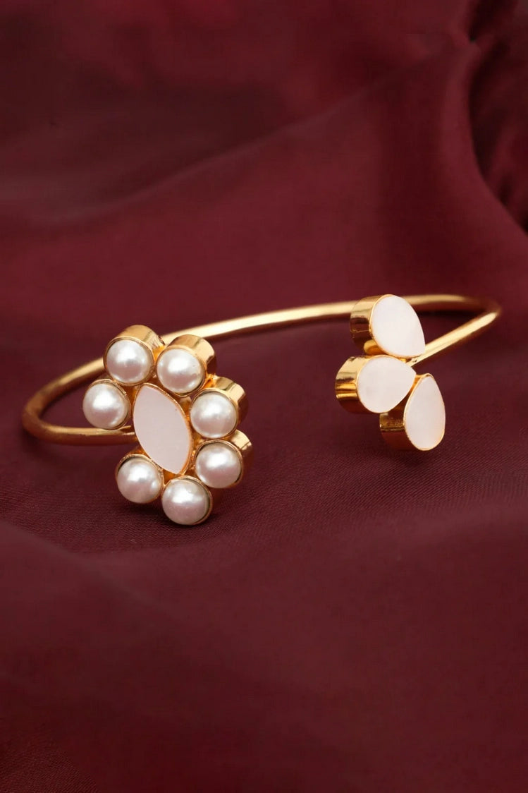 Picture of Zehnaz - Gold-Tone Pearl & Stone Bangles Statement Bracelet - Available at Raja Sahib