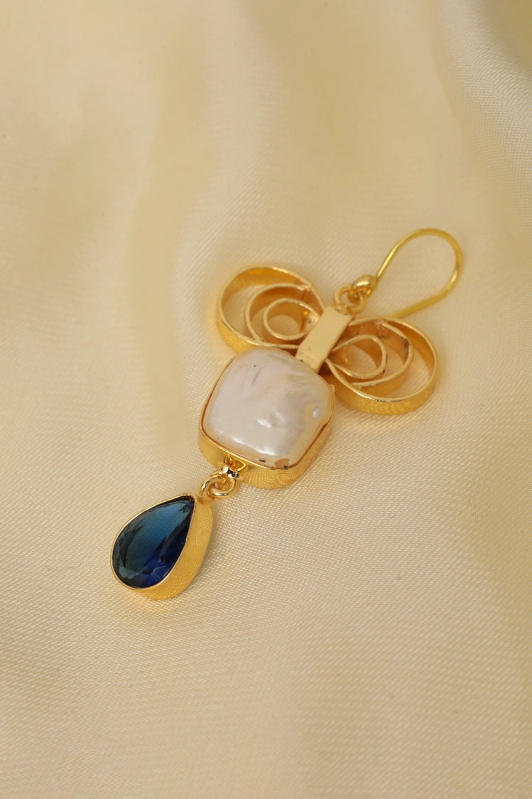 Picture of Zehnaz - Gold Plated Baroque Pearl Drop Earrings - Available at Raja Sahib