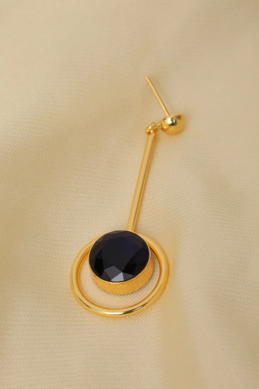 Picture of Zehnaz - Gold Plated Black Onyx Drop Earrings - Available at Raja Sahib