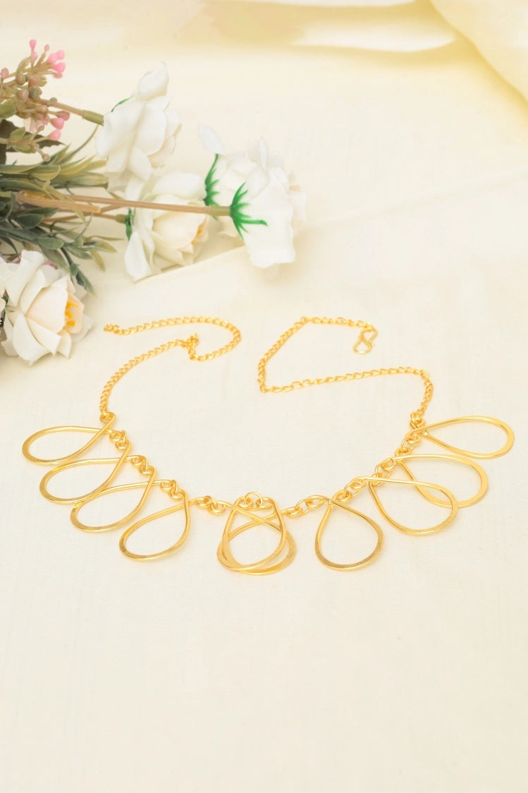 Picture of Zehnaz - Ainara Golden Neckpiece Gold-Plated Statement Drop Collar Necklace - Available at Raja Sahib