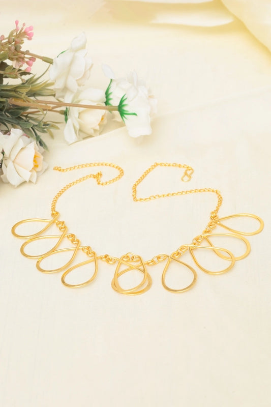 Picture of Zehnaz - Ainara Golden Neckpiece Gold-Plated Statement Drop Collar Necklace - Available at Raja Sahib