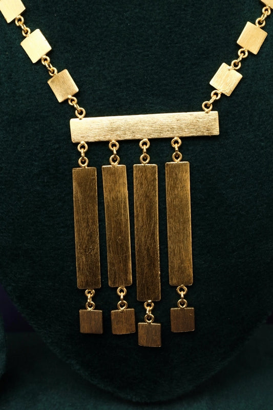 Picture of Zehnaz - Golden Fringe Necklace Gold-Plated Geometric Statement Jewelry - Available at Raja Sahib
