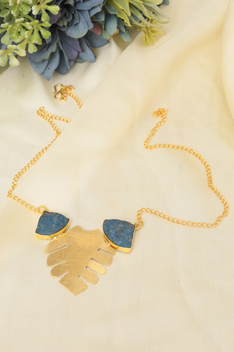 Picture of Zehnaz - Golden Leaf Necklace Gold-Plated Bohemian Statement Jewelry - Available at Raja Sahib