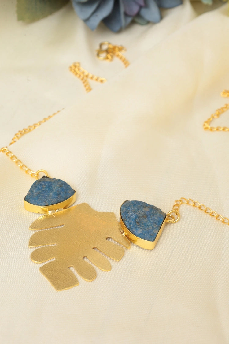 Picture of Zehnaz - Golden Leaf Necklace Gold-Plated Bohemian Statement Jewelry - Available at Raja Sahib
