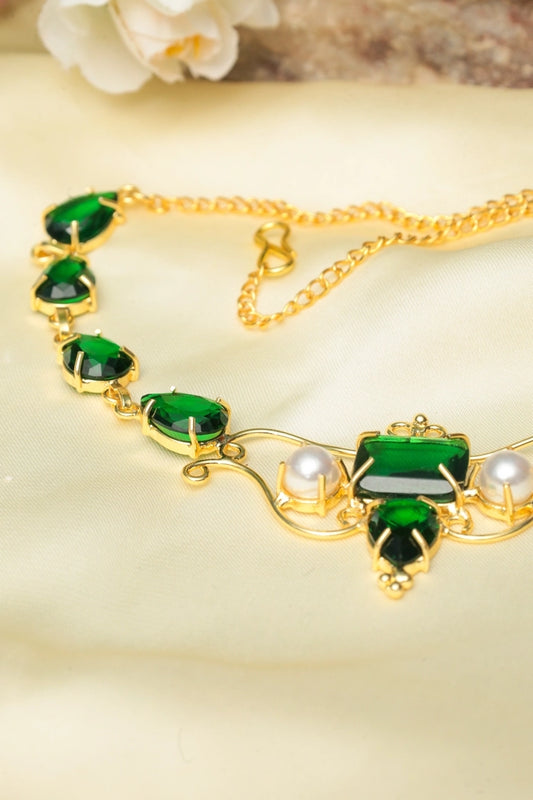 Picture of Zehnaz - Green & Pearl Choker - Available at Raja Sahib