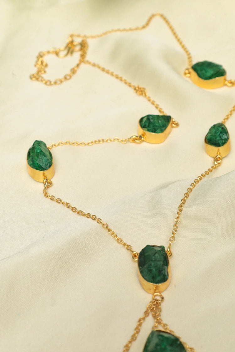 Picture of Zehnaz - Handmade Green & Red Gemstone Necklace Gold-Plated Bohemian Jewelry - Available at Raja Sahib