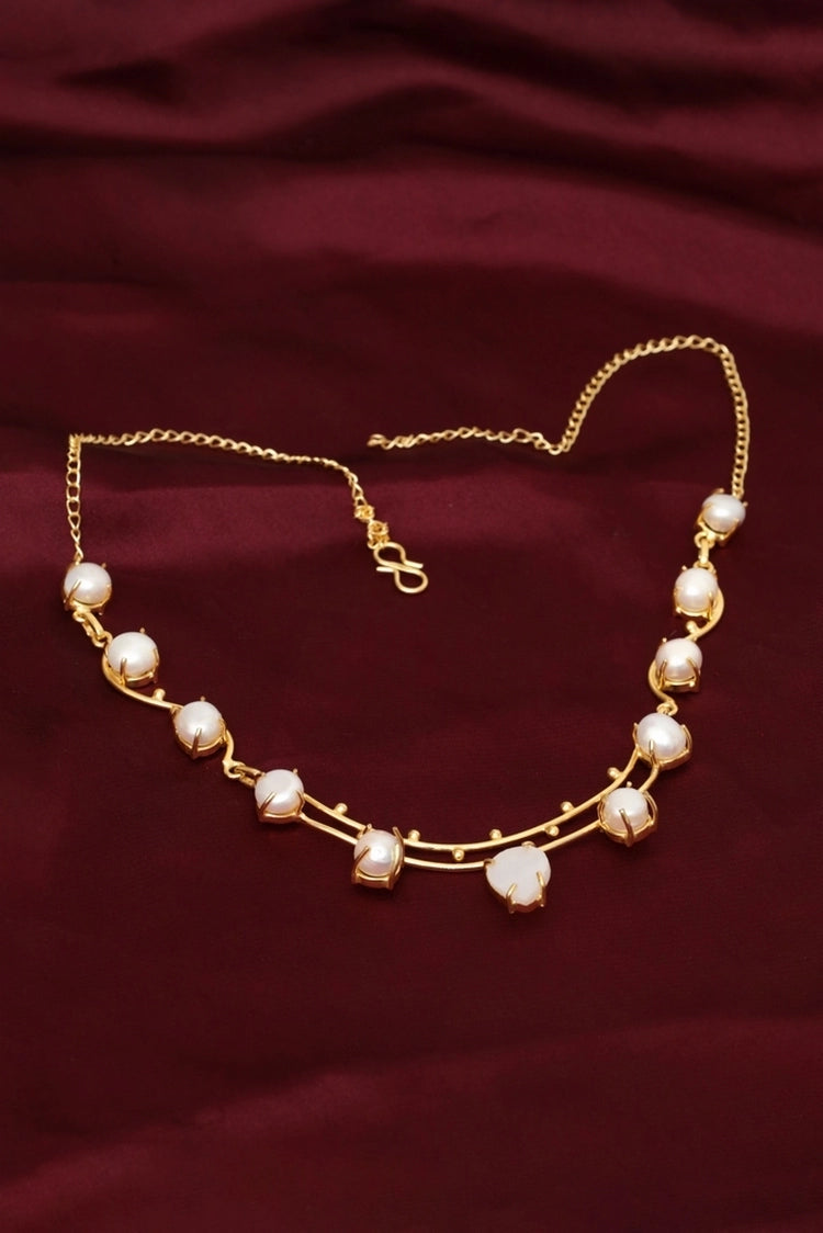 Picture of Zehnaz - Regal Pearl Necklace Elegant Gold-Tone Jewelry - Available at Raja Sahib
