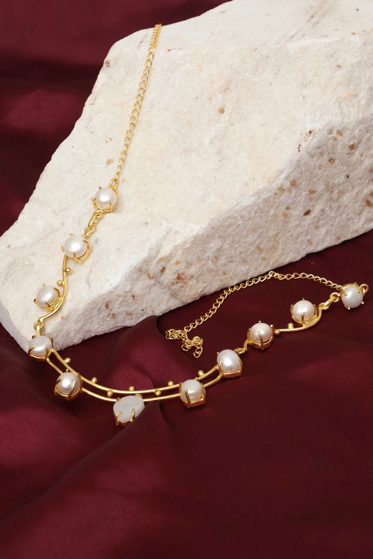 Picture of Zehnaz - Regal Pearl Necklace Elegant Gold-Tone Jewelry - Available at Raja Sahib
