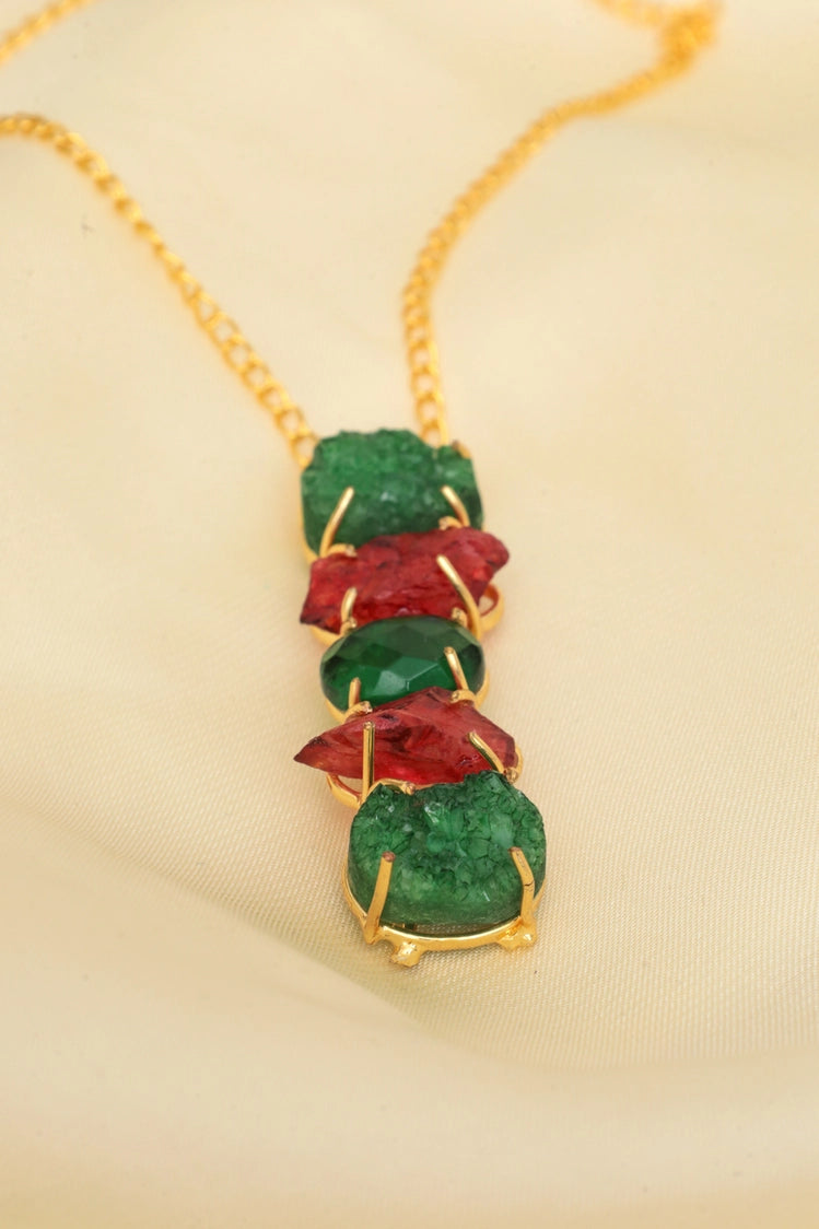 Picture of Zehnaz - Royal Gem Necklace Handmade Gold-Plated Statement Jewelry - Available at Raja Sahib