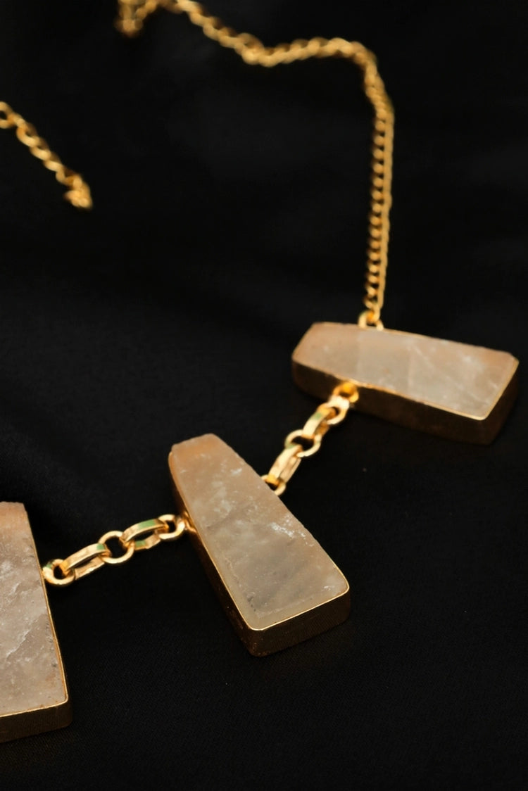 Picture of Zehnaz - Royal Quartz Necklace Gold-Plated Statement Jewelry - Available at Raja Sahib