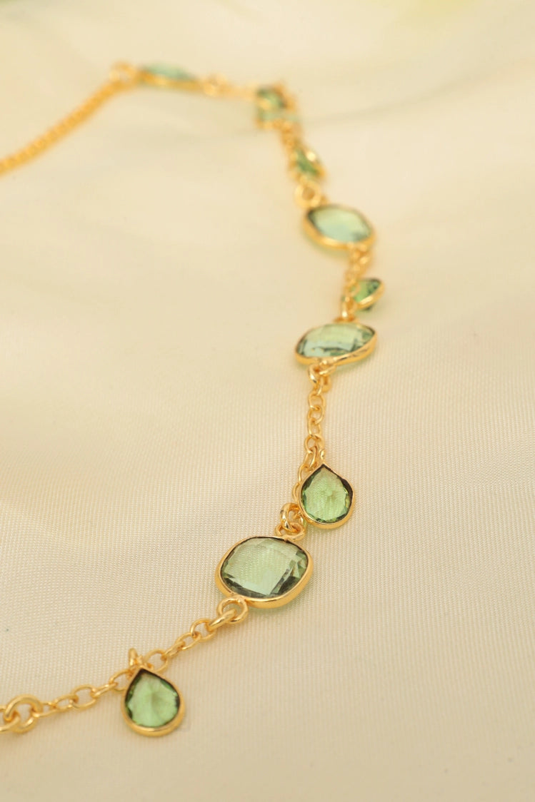 Picture of Zehnaz - Gold-Plated Verdant Grace Necklace with Green Crystals - Available at Raja Sahib