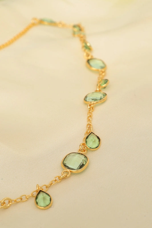 Picture of Zehnaz - Gold-Plated Verdant Grace Necklace with Green Crystals - Available at Raja Sahib