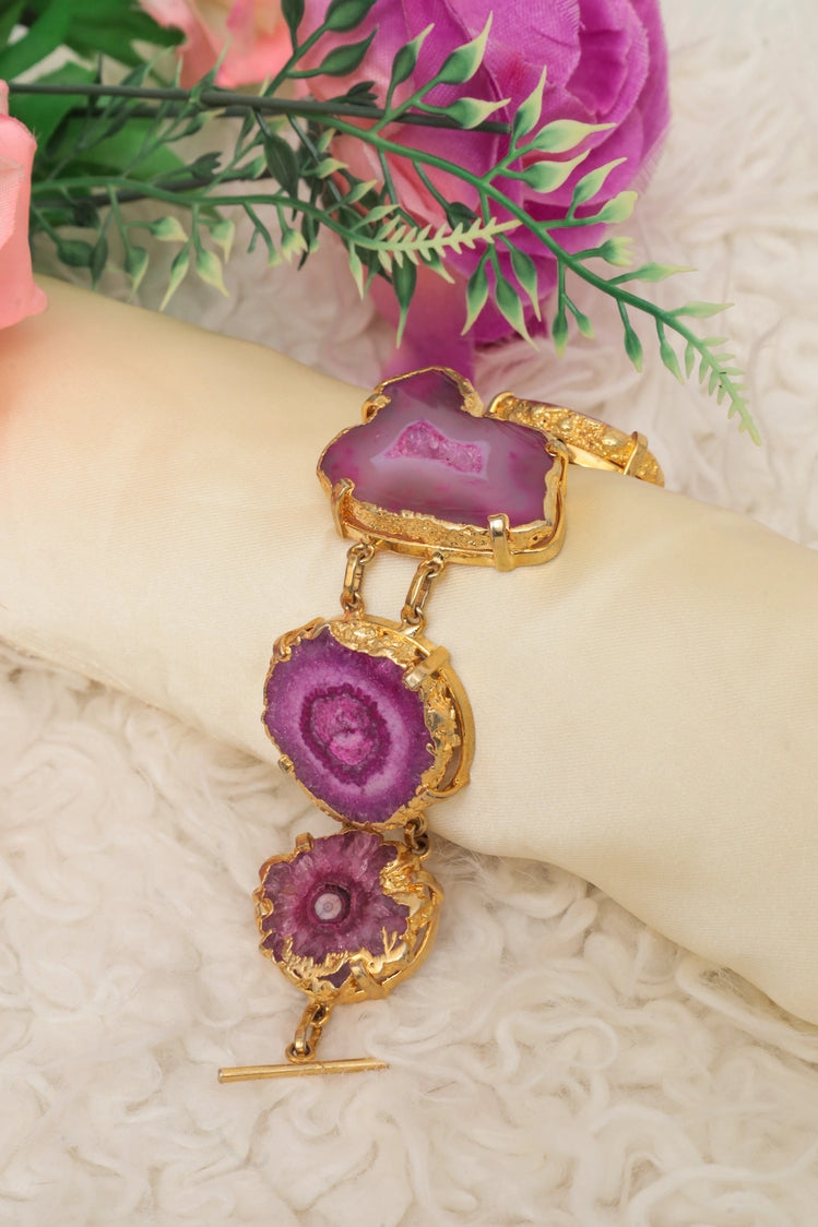 Picture of Zehnaz - Agate Amethyst Gold-Plated Boho Jewellery Set - Available at Raja Sahib