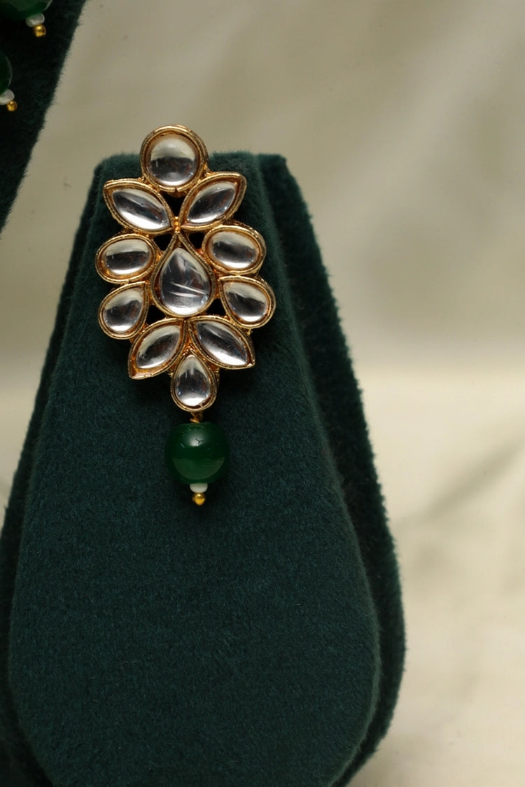 Picture of Zehnaz - Green Kundan Gold Plated Choker Necklace Set - Available at Raja Sahib
