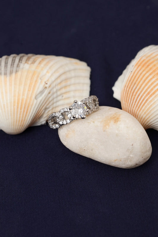 Picture of Zehnaz - Silver Plated Round-Cut Infinity Ring with Pave Accents - Available at Raja Sahib