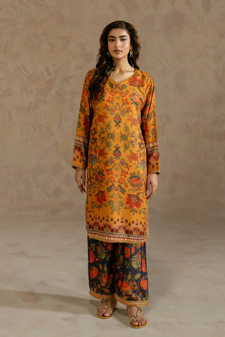 Picture of Zehnaz - Printed Dobby Co-Ord Set - Ruby - Available at Raja Sahib