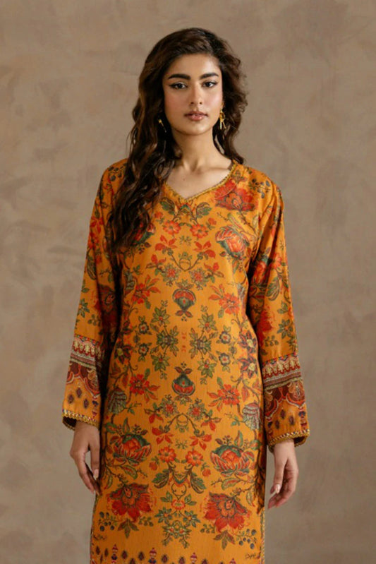 Picture of Zehnaz - Printed Dobby Co-Ord Set - Ruby - Available at Raja Sahib