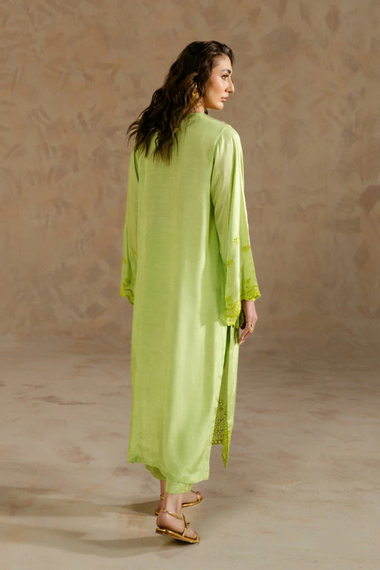 Picture of Zehnaz - Schiffli Embroidered Raw Silk Set - Raaenah - Available at Raja Sahib