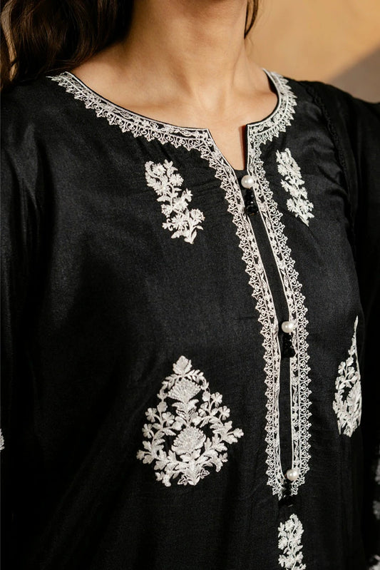 Picture of Zehnaz - Embroidered Raw Silk Set - 3 Piece - Reya - Available at Raja Sahib