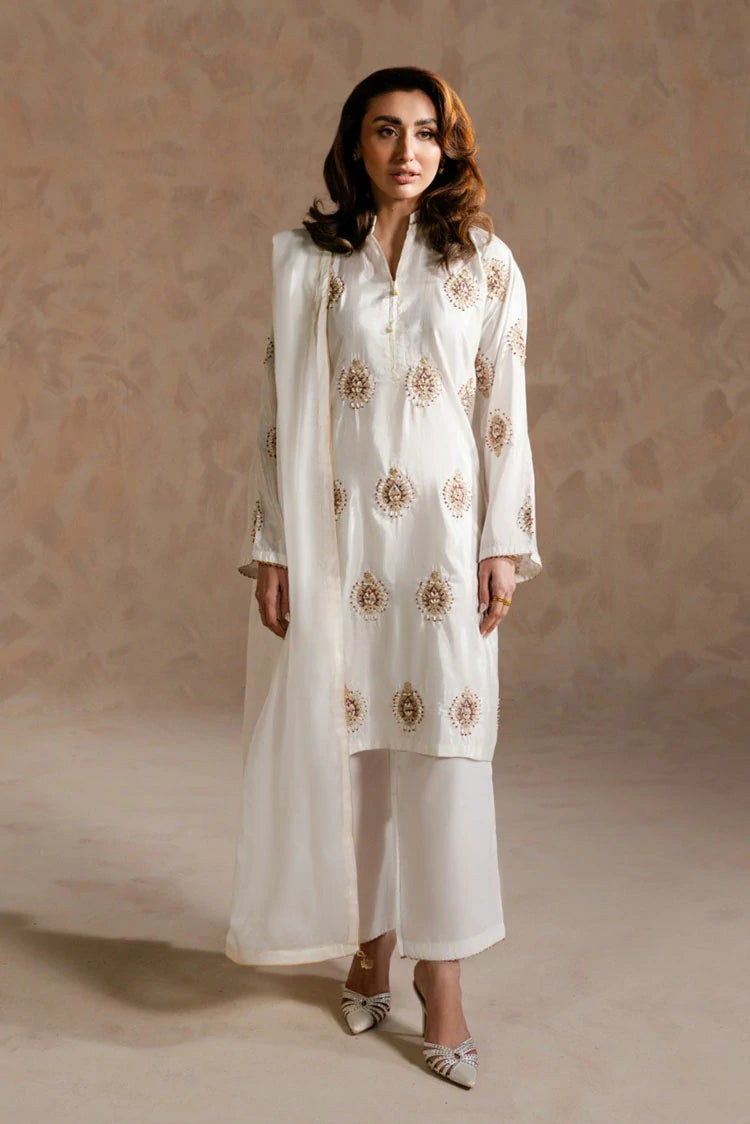 Zehnaz - Embroidered Raw Silk 3 Piece - Adan – Raja Sahib