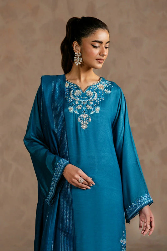 Picture of Zehnaz - Embroidered Raw Silk Set - Sarene - Available at Raja Sahib