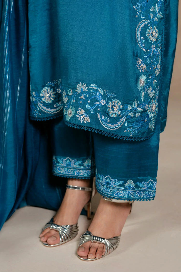 Picture of Zehnaz - Embroidered Raw Silk Set - Sarene - Available at Raja Sahib