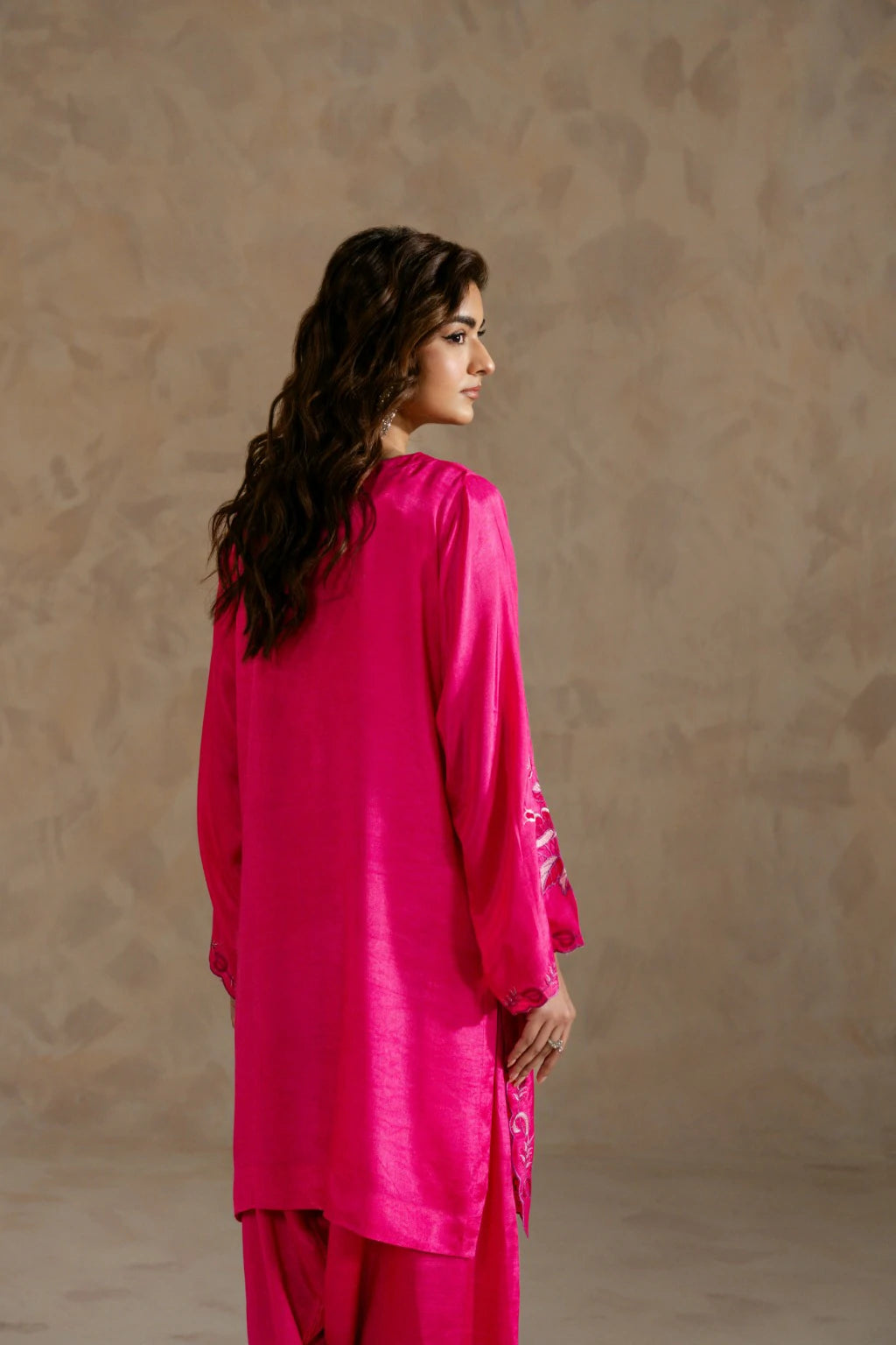 Picture of Zehnaz - Embroidered Raw Silk Short Shirt & Shalwar - Nura - Available at Raja Sahib