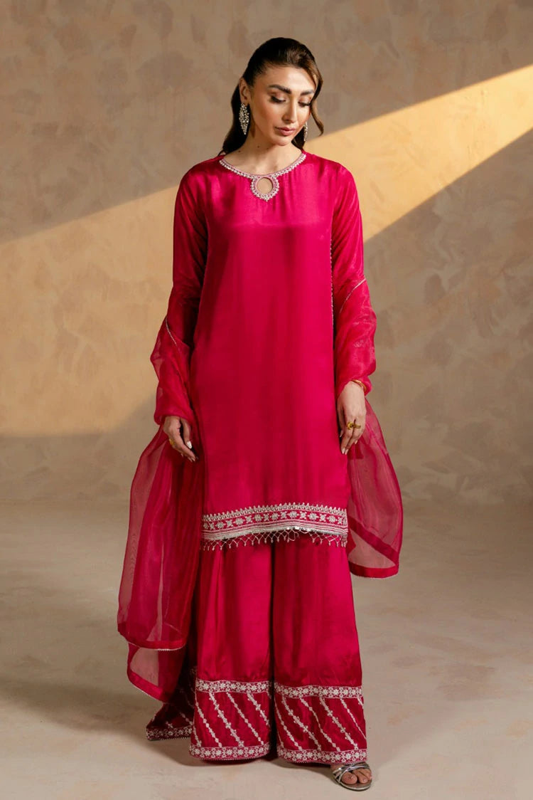 Picture of Zehnaz - Embroidered Russian Silk Sharara Set - Gulnaar - Available at Raja Sahib