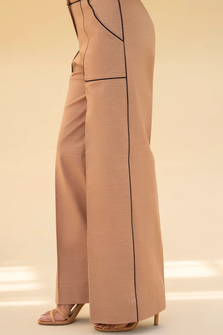 Picture of Zarlay - Khaddar Co-ord Set - Camel Toned - Available at Raja Sahib