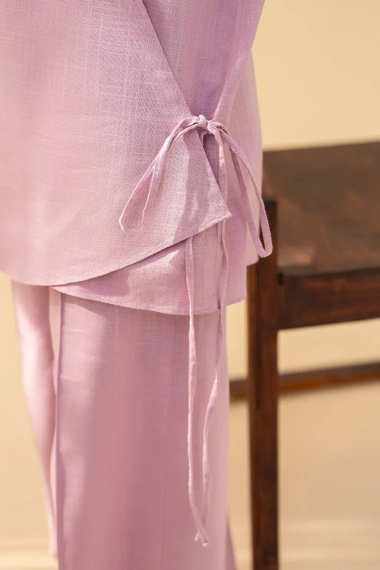 Picture of Zarlay - Khaddar Hanbok Tunic Co-ord Set - Lilac - Available at Raja Sahib