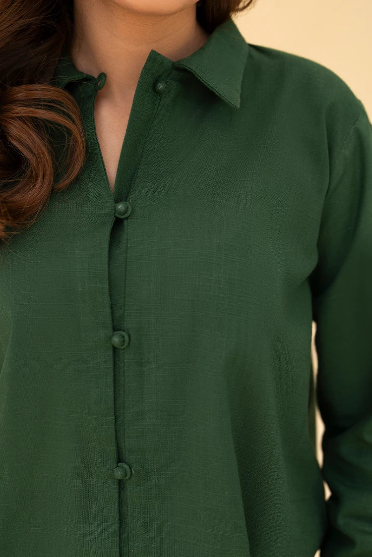 Picture of Zarlay - Khaddar Co-ord Set - Green - Available at Raja Sahib