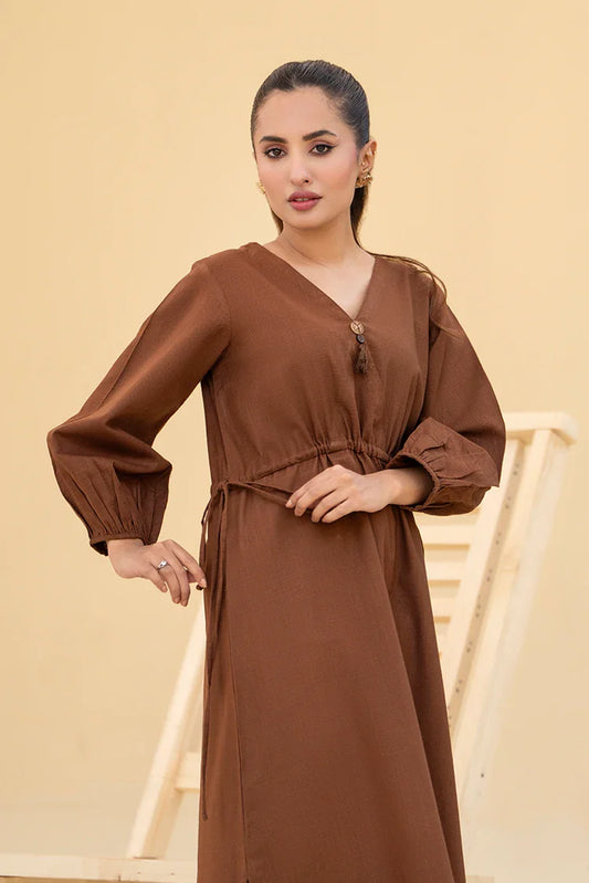 Picture of Zarlay - Khaddar Co-ord Set - Chocolate Brown - Available at Raja Sahib