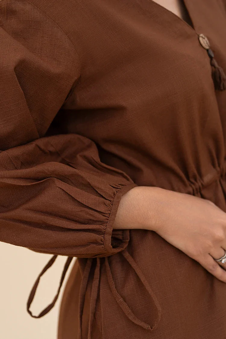 Picture of Zarlay - Khaddar Co-ord Set - Chocolate Brown - Available at Raja Sahib