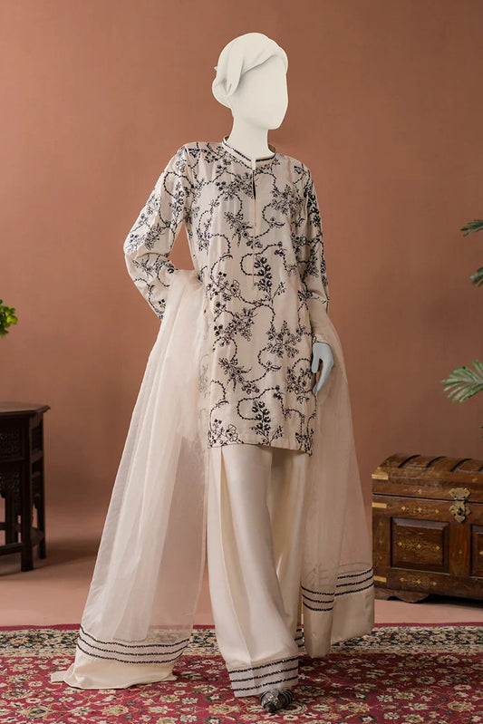 Picture of Zaira & Mahnoor - Ivory - 3 PC - Silk Farshi Set - Available at Raja Sahib