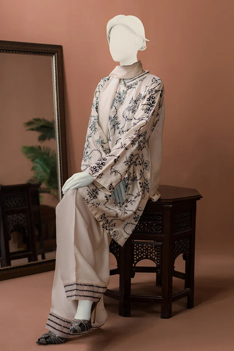 Picture of Zaira & Mahnoor - Ivory - 3 PC - Silk Farshi Set - Available at Raja Sahib