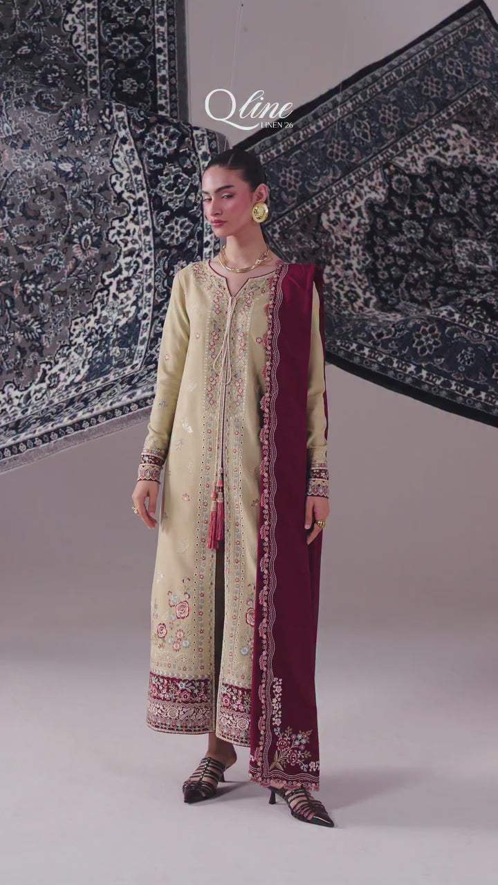Picture of Qalamkar - Qline Linen Collection - QLW-16 HAMNA - Unstitched - Available at Raja Sahib
