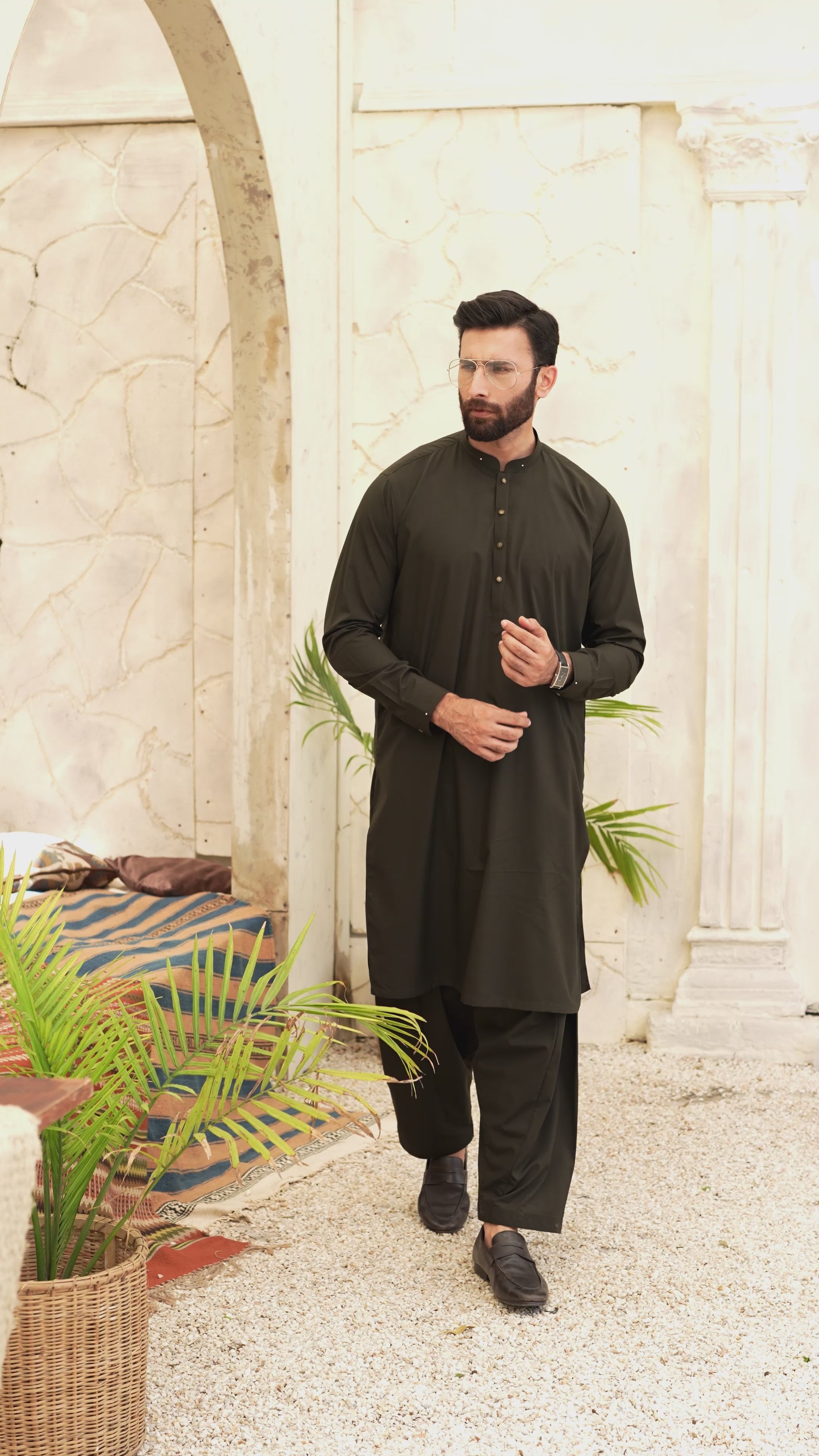 Picture of Black Pearl - Wash & Wear | Mehandi Ban Shalwar Kameez - Available at Raja Sahib
