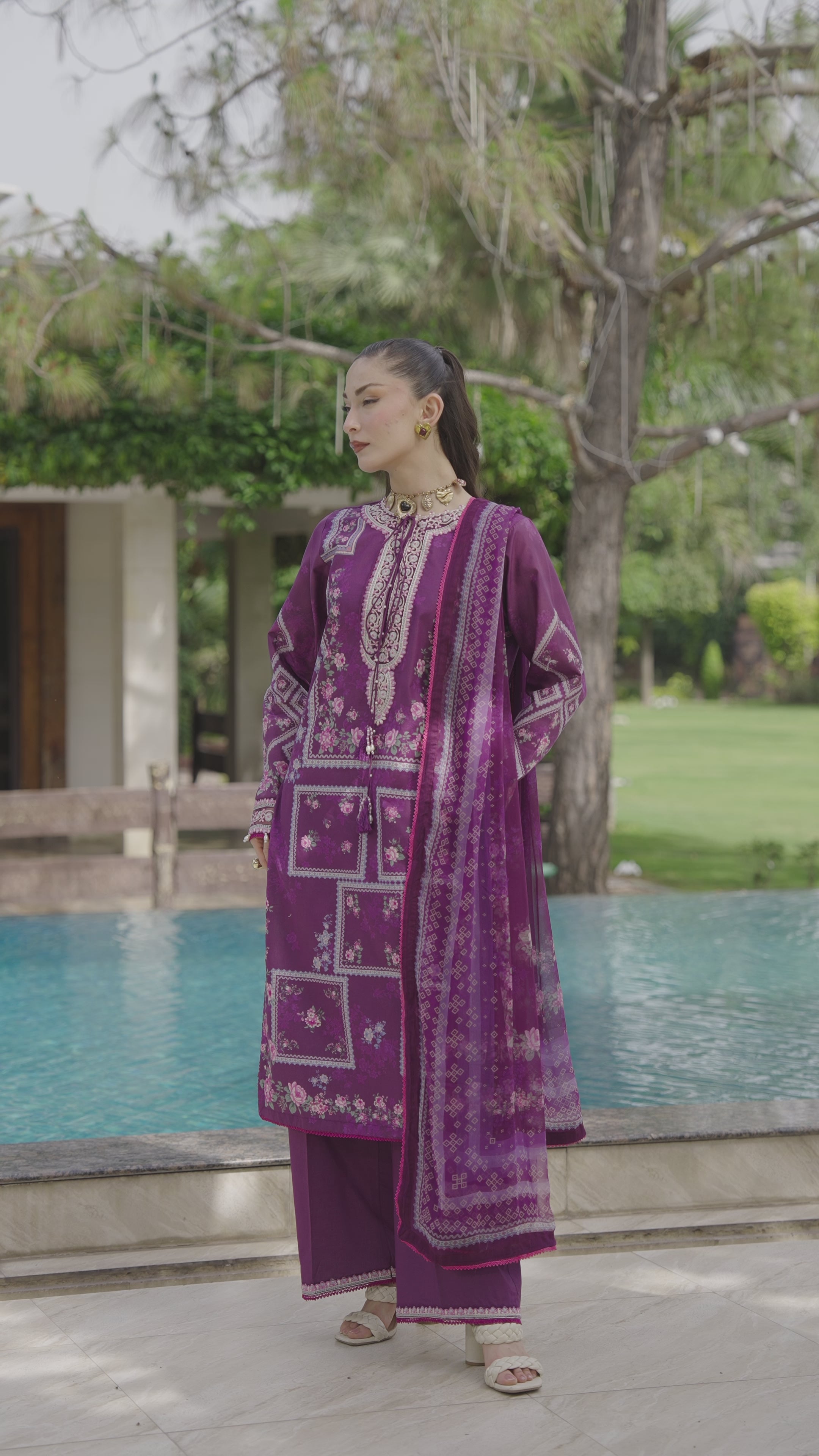 Picture of Ellena - 3-PC Unstitched Embroidered Lawn Suit - Available at Raja Sahib