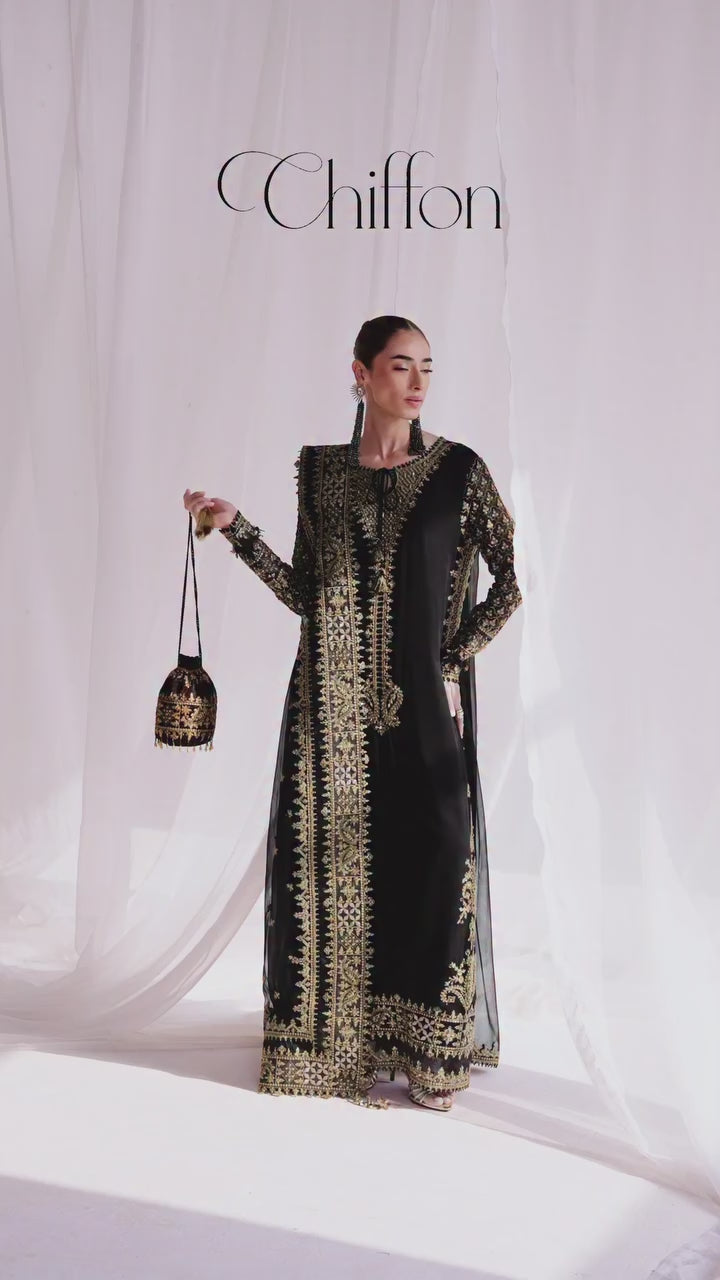 Picture of Qalamkar - Chiffon - QCC-06 WALIYA - Unstitched - Available at Raja Sahib