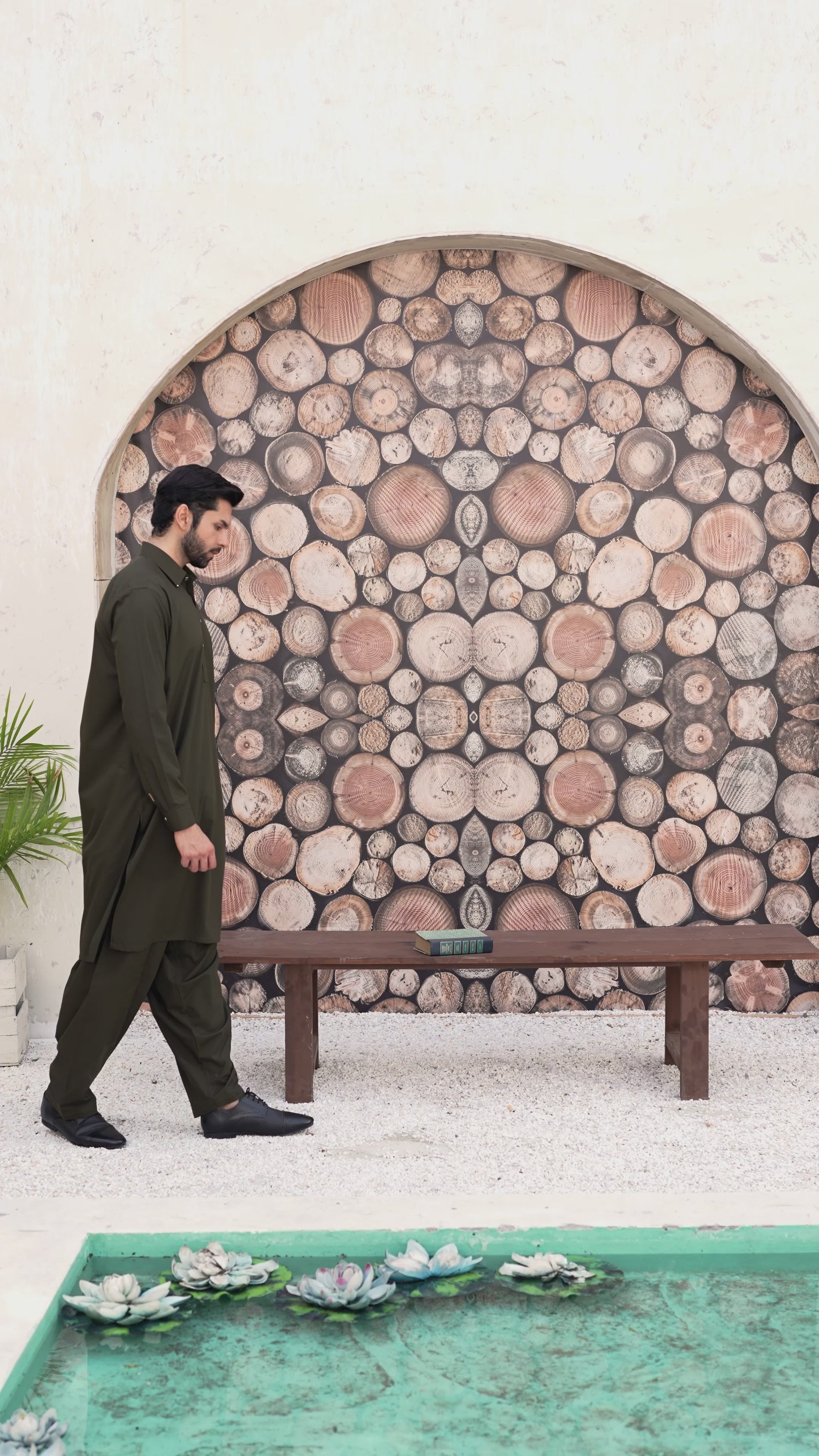 Picture of Black Pearl - Wash & Wear | Olive Collar Shalwar Kameez - Available at Raja Sahib