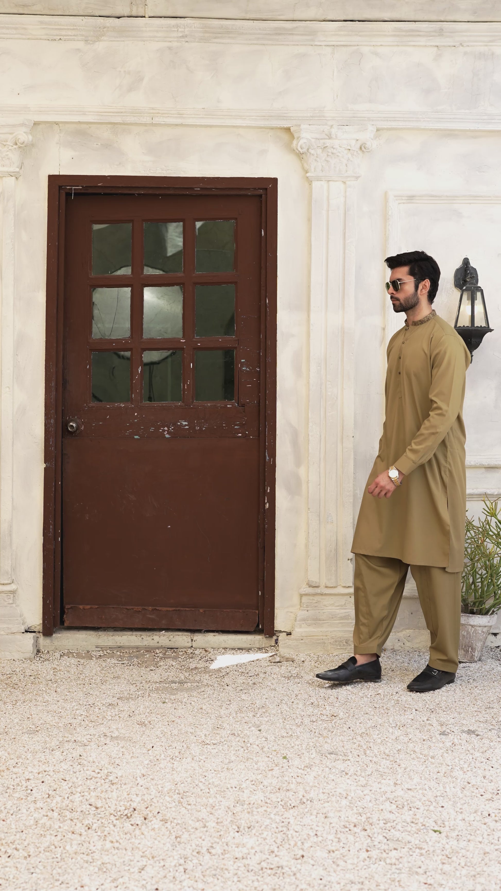 Picture of Wash & Wear | Olive Ban Shalwar Kameez - Available at Raja Sahib