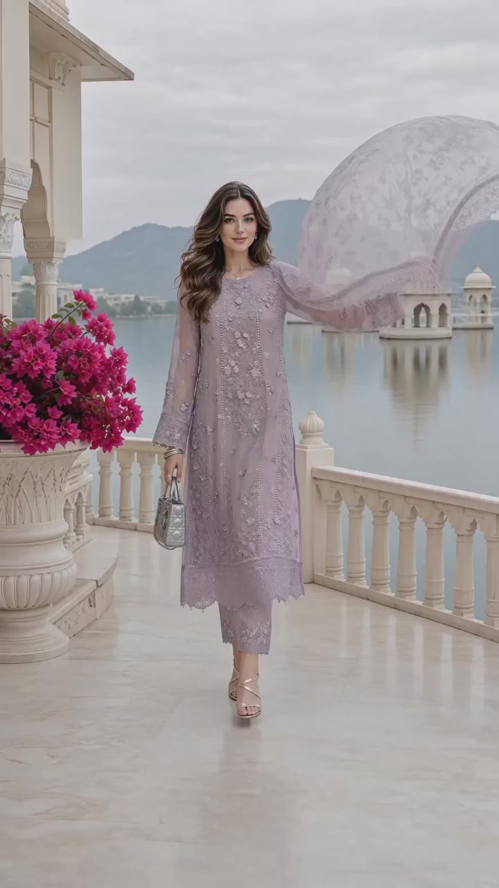 Picture of Noor by Saadia Asad - Nooriyah Luxury Embroidered Chiffon - Design 06 - Unstitched - Available at Raja Sahib