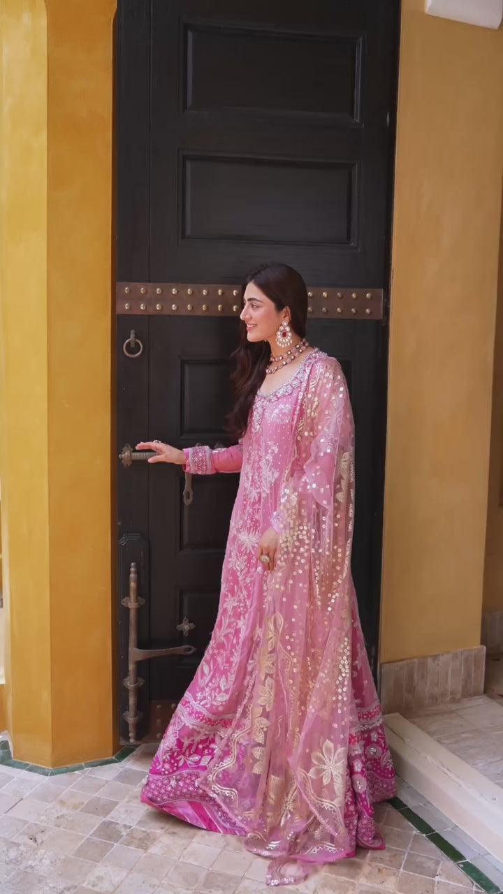 Picture of Mushq - Bachelorette Chronicles Chiffon Collection - 07-Pink Promise - Unstitched - Available at Raja Sahib