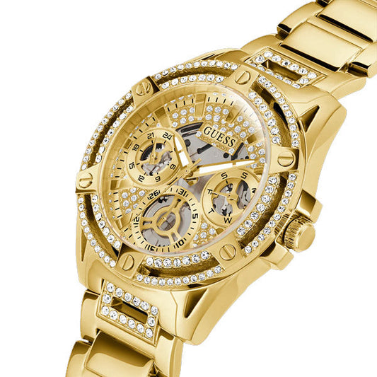 Guess Queen Gold Stainless Steel Gold Dial Quartz Watch for Ladies - GW0464L2