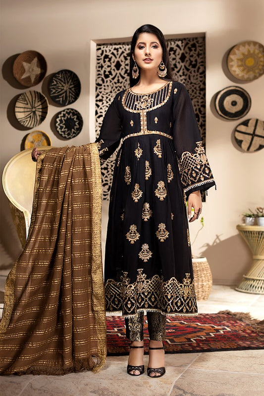 Picture of Ellena - Fancy Embroidered Paper Cotton 3-PC Suit - Available at Raja Sahib