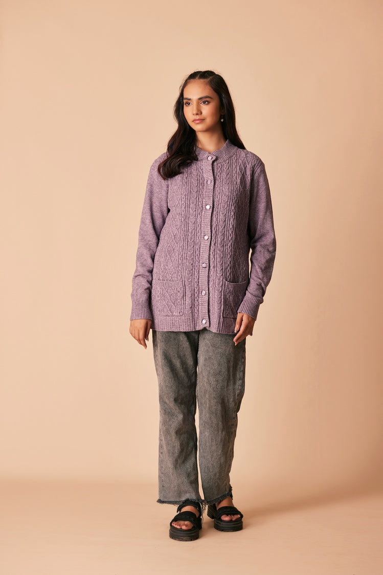 Picture of Ellena - Round Neck Cardigan Sweater - Available at Raja Sahib