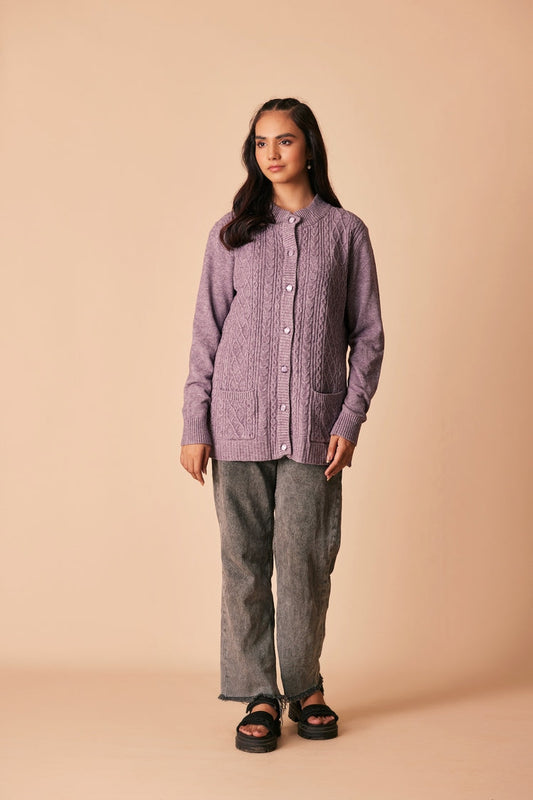 Picture of Ellena - Round Neck Cardigan Sweater - Available at Raja Sahib